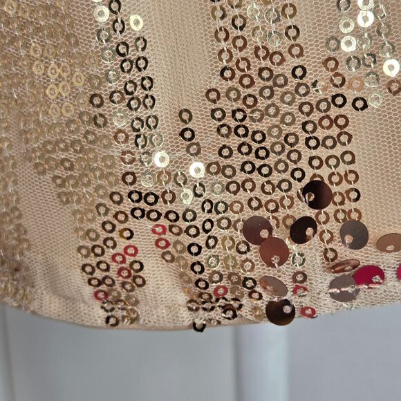 Shein NWT mesh sequin cami top Large 8/10 gold cream - Picture 8 of 13